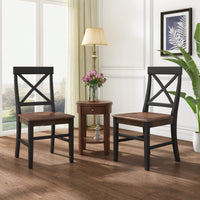 Set Of 2 White Acacia Wood Dining Chairs For Elegant Home Decor