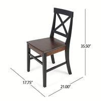 Set Of 2 White Acacia Wood Dining Chairs For Elegant Home Decor