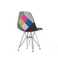 Bohemian Style Patchwork Accent Chair With Chromed Legs And Geometric Pattern Set Of 2