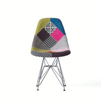 Bohemian Style Patchwork Accent Chair With Chromed Legs And Geometric Pattern Set Of 2
