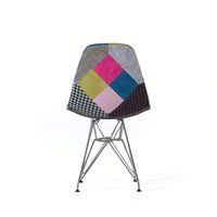 Bohemian Style Patchwork Accent Chair With Chromed Legs And Geometric Pattern Set Of 2