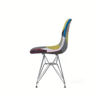 Bohemian Style Patchwork Accent Chair With Chromed Legs And Geometric Pattern Set Of 2