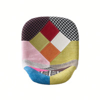 Bohemian Style Patchwork Accent Chair With Chromed Legs And Geometric Pattern Set Of 2