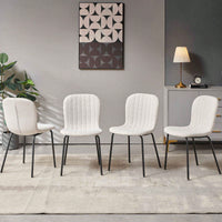Set Of 4 Dark Grey Mid-Century Modern Faux Leather Dining Chairs For Kitchen And Dining Room