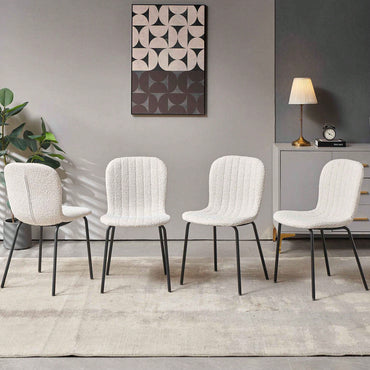 Set Of 4 Dark Grey Mid-Century Modern Faux Leather Dining Chairs For Kitchen And Dining Room