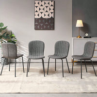 Set Of 4 Dark Grey Mid-Century Modern Faux Leather Dining Chairs For Kitchen And Dining Room