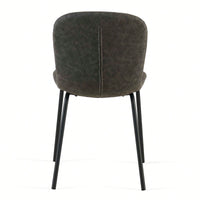 Set Of 4 Dark Grey Mid-Century Modern Faux Leather Dining Chairs For Kitchen And Dining Room