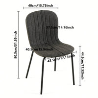 Set Of 4 Dark Grey Mid-Century Modern Faux Leather Dining Chairs For Kitchen And Dining Room