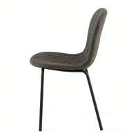 Set Of 4 Dark Grey Mid-Century Modern Faux Leather Dining Chairs For Kitchen And Dining Room