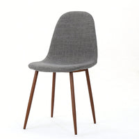 Upholstered Dining Chairs Set Of 2 With Dark Walnut Finish Mid-Century Modern Design