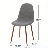 Upholstered Dining Chairs Set Of 2 With Dark Walnut Finish Mid-Century Modern Design