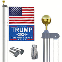 20 FT Aluminum Flagpole With Two Flags For Outdoor Display