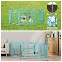 Indoor Outdoor 24 Inch 8 Panel Heavy Duty Metal Dog Playpen With Doors For Small Medium Large Dogs Foldable Pet Exercise Fence