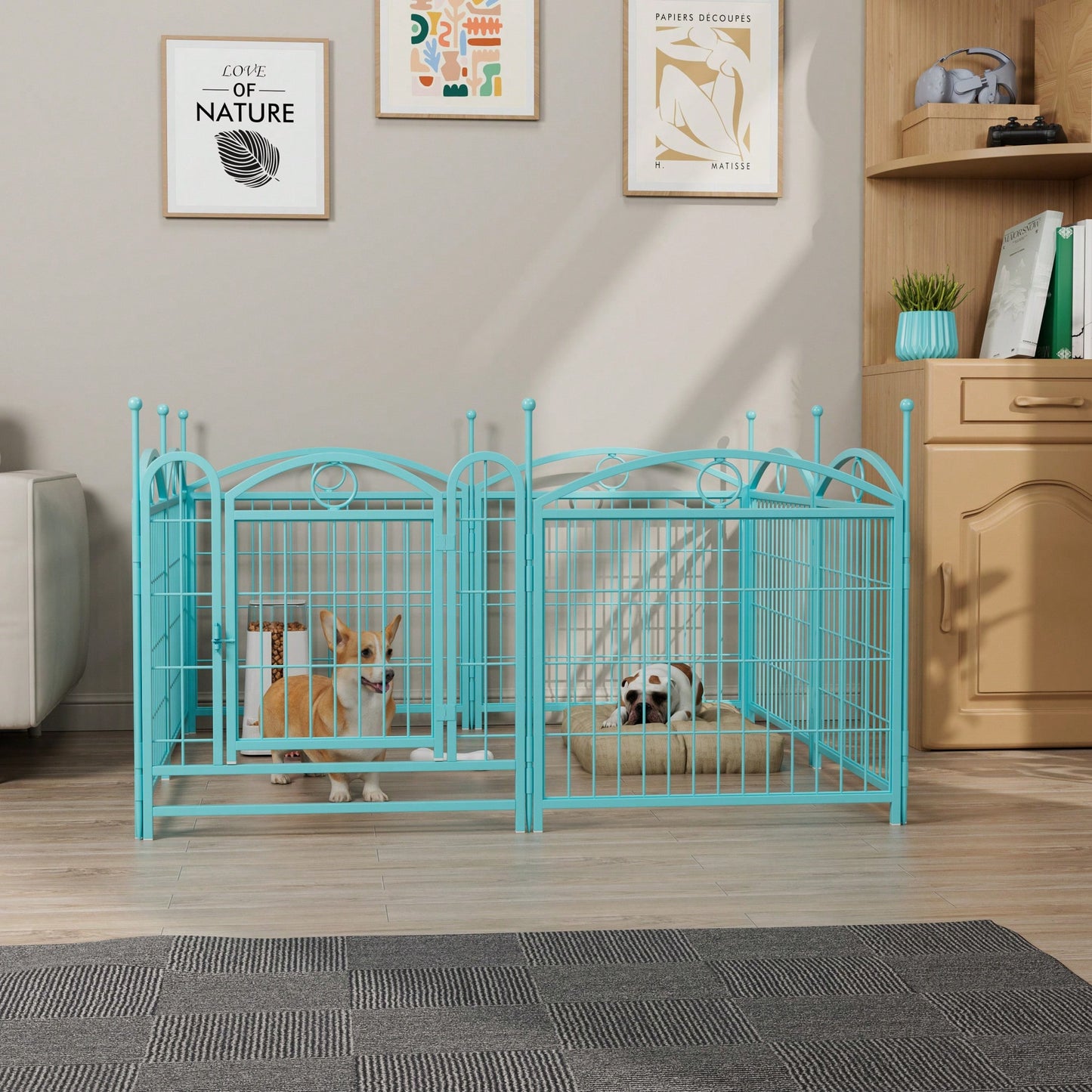 Indoor Outdoor 24 Inch 8 Panel Heavy Duty Metal Dog Playpen With Doors For Small Medium Large Dogs Foldable Pet Exercise Fence