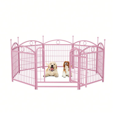 Indoor Outdoor 24 Inch 8 Panel Heavy Duty Metal Dog Playpen With Doors For Small Medium Large Dogs Foldable Pet Exercise Fence