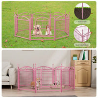 Indoor Outdoor 24 Inch 8 Panel Heavy Duty Metal Dog Playpen With Doors For Small Medium Large Dogs Foldable Pet Exercise Fence