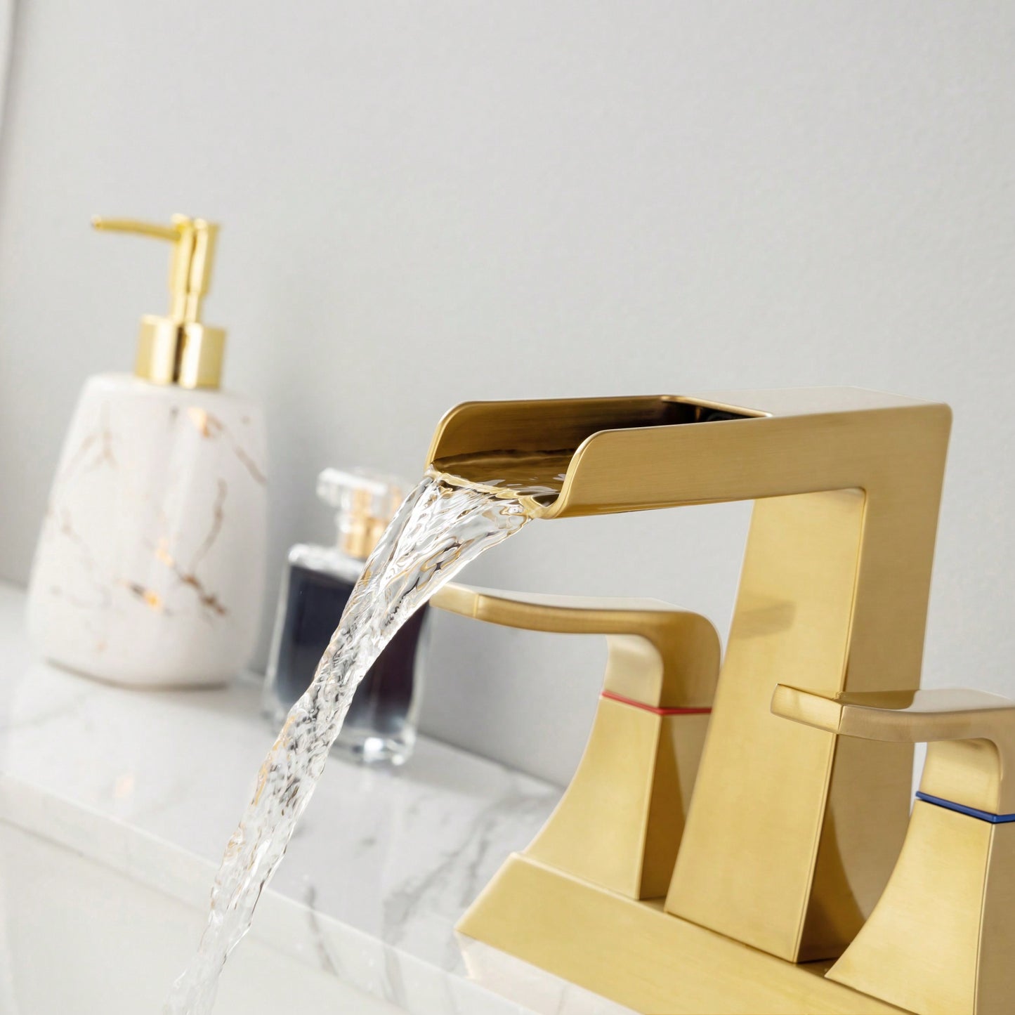 Brushed Gold Widespread Bathroom Sink Faucet With Elegant Design And Easy Installation