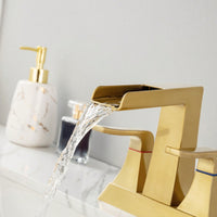 Brushed Gold Widespread Bathroom Sink Faucet With Elegant Design And Easy Installation