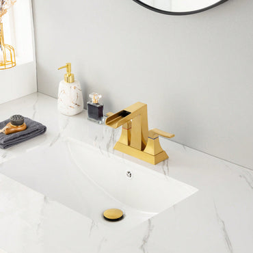 Brushed Gold Widespread Bathroom Sink Faucet With Elegant Design And Easy Installation