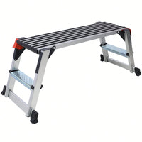 Heavy-Duty Aluminum Folding Work Bench And Stool Ladder With Non-Slip Surface 330lbs Capacity