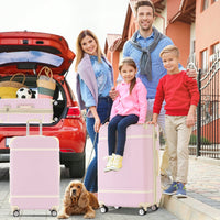 Light Pink 3-Piece Hardshell Luggage Set With TSA Lock Includes 20" 24" Spinner Suitcases And Cosmetic Case Lightweight Travel Gear