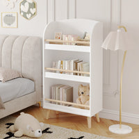 3-Tier White Bookcase For Kids - Stylish Book Organizer And Toy Storage Cabinet