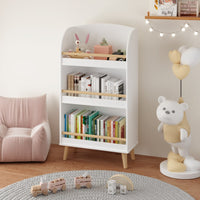 3-Tier White Bookcase For Kids - Stylish Book Organizer And Toy Storage Cabinet