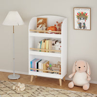 3-Tier White Bookcase For Kids - Stylish Book Organizer And Toy Storage Cabinet