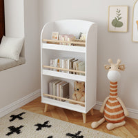 3-Tier White Bookcase For Kids - Stylish Book Organizer And Toy Storage Cabinet