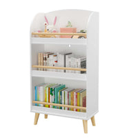 3-Tier White Bookcase For Kids - Stylish Book Organizer And Toy Storage Cabinet