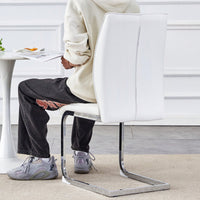 Set Of 4 High Resilience Black PU Dining Chairs With Arched Silver Metal Legs