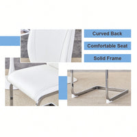 Set Of 4 High Resilience Black PU Dining Chairs With Arched Silver Metal Legs
