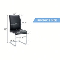 Set Of 4 High Resilience Black PU Dining Chairs With Arched Silver Metal Legs