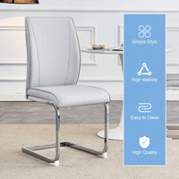 Set Of 4 High Resilience Black PU Dining Chairs With Arched Silver Metal Legs
