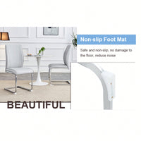 Set Of 4 High Resilience Black PU Dining Chairs With Arched Silver Metal Legs