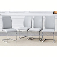 Set Of 4 High Resilience Black PU Dining Chairs With Arched Silver Metal Legs