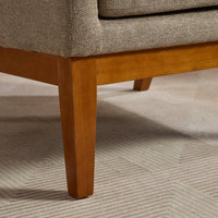 Beige High Back Upholstered Accent Chair For Living Room Bedroom Office Modern Club Armchair With Wood Legs