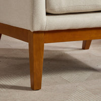 Beige High Back Upholstered Accent Chair For Living Room Bedroom Office Modern Club Armchair With Wood Legs