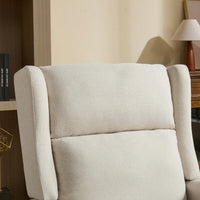 Beige High Back Upholstered Accent Chair For Living Room Bedroom Office Modern Club Armchair With Wood Legs