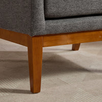 Beige High Back Upholstered Accent Chair For Living Room Bedroom Office Modern Club Armchair With Wood Legs