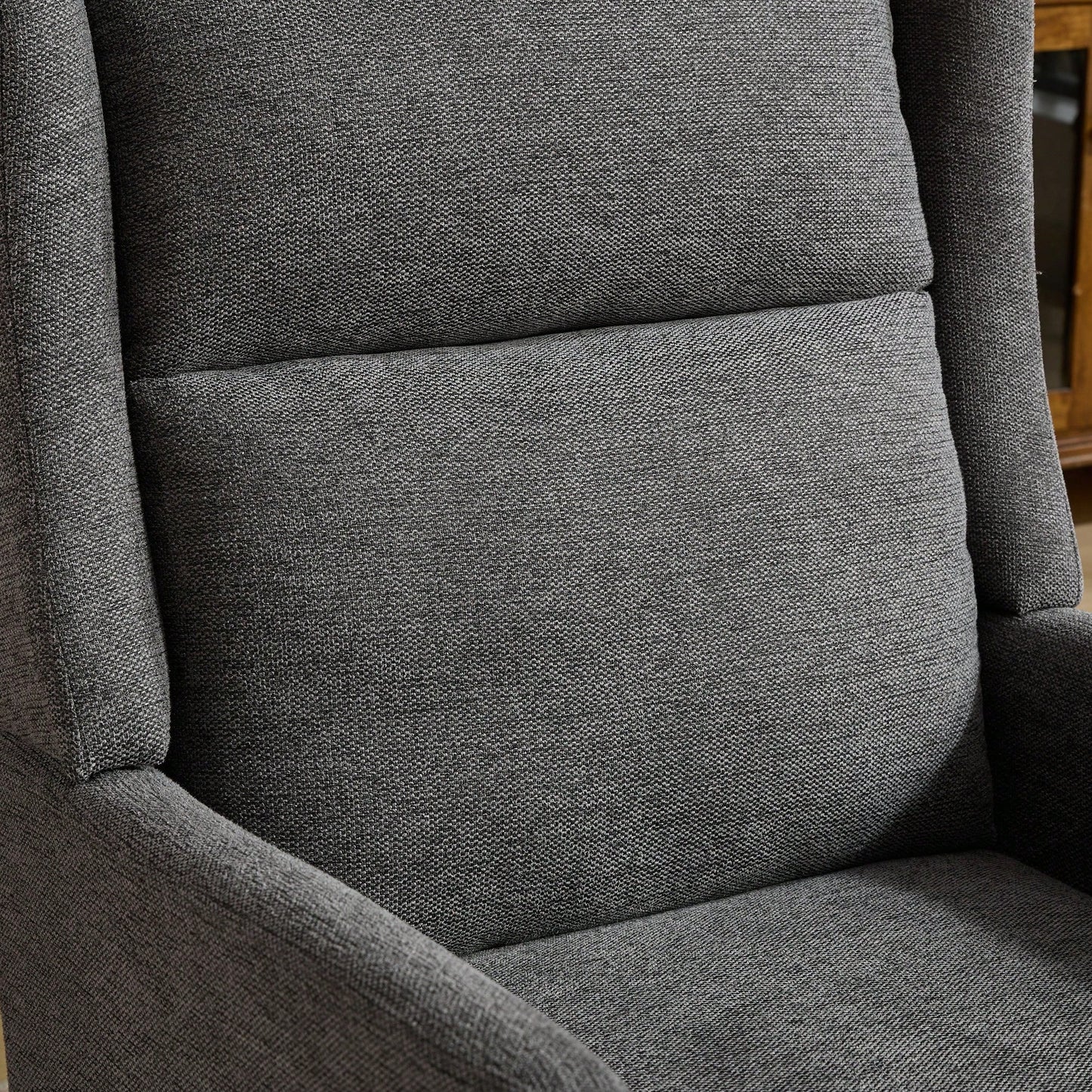 Beige High Back Upholstered Accent Chair For Living Room Bedroom Office Modern Club Armchair With Wood Legs