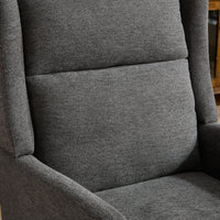 Beige High Back Upholstered Accent Chair For Living Room Bedroom Office Modern Club Armchair With Wood Legs