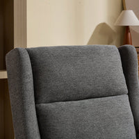 Beige High Back Upholstered Accent Chair For Living Room Bedroom Office Modern Club Armchair With Wood Legs