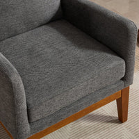 Beige High Back Upholstered Accent Chair For Living Room Bedroom Office Modern Club Armchair With Wood Legs