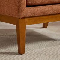 Beige High Back Upholstered Accent Chair For Living Room Bedroom Office Modern Club Armchair With Wood Legs