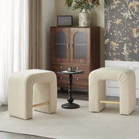 Set Of 2 Cream Boucle Stools For Kitchen Island Dining Chairs 24 Inch Height