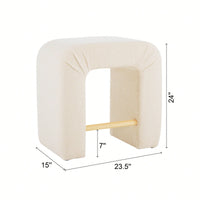 Set Of 2 Cream Boucle Stools For Kitchen Island Dining Chairs 24 Inch Height
