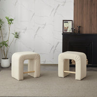 Set Of 2 Cream Boucle Stools For Kitchen Island Dining Chairs 24 Inch Height