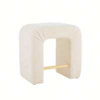 Set Of 2 Cream Boucle Stools For Kitchen Island Dining Chairs 24 Inch Height