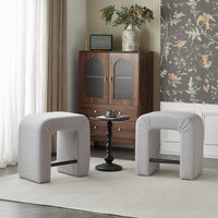 Set Of 2 Cream Boucle Stools For Kitchen Island Dining Chairs 24 Inch Height